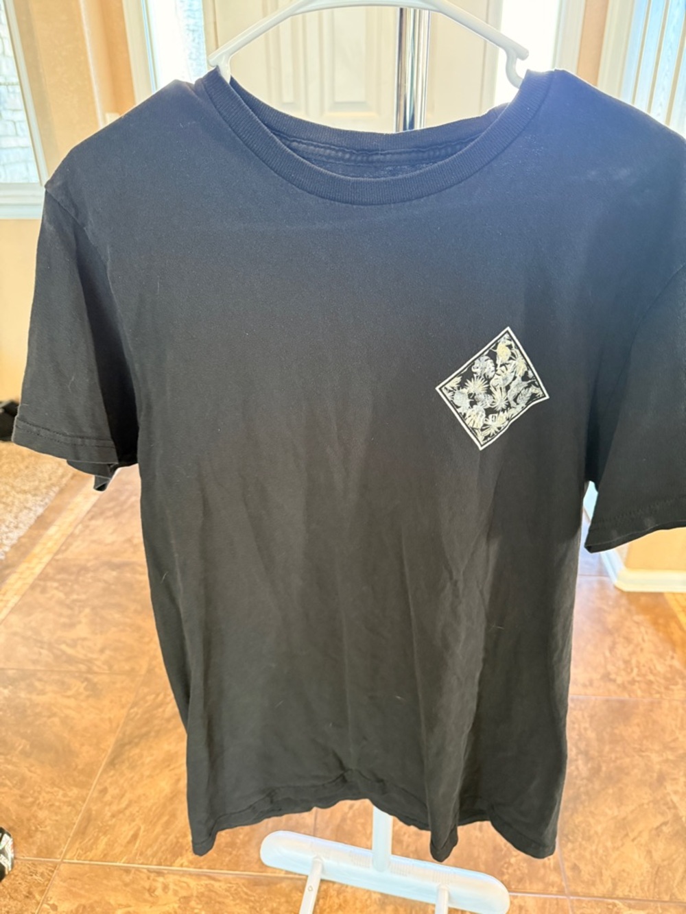 Salty Crew Black Crewneck Tee with Subtle White Logo Print